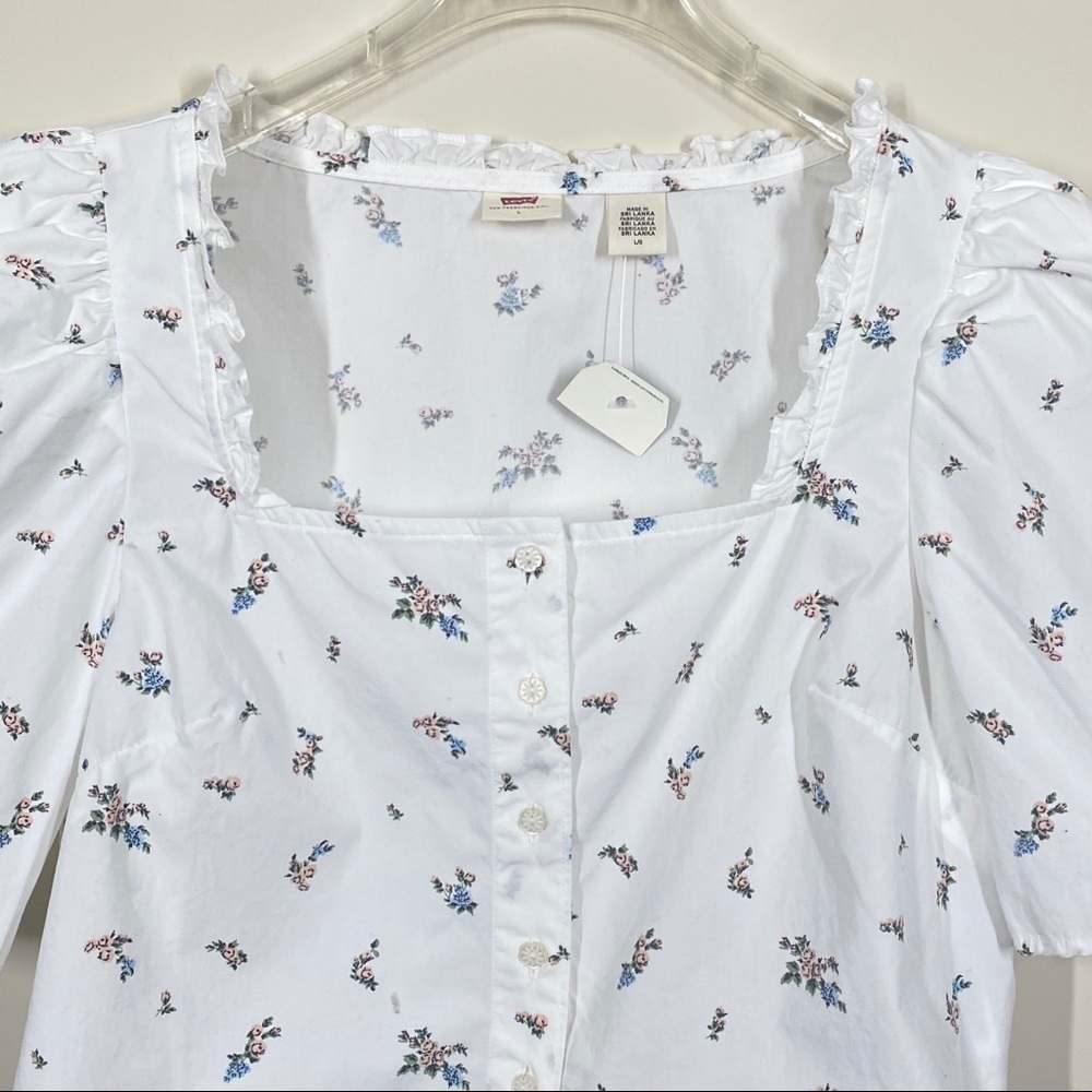 Levi’s New Crop Top Floral White Size L - Picture 8 of 8